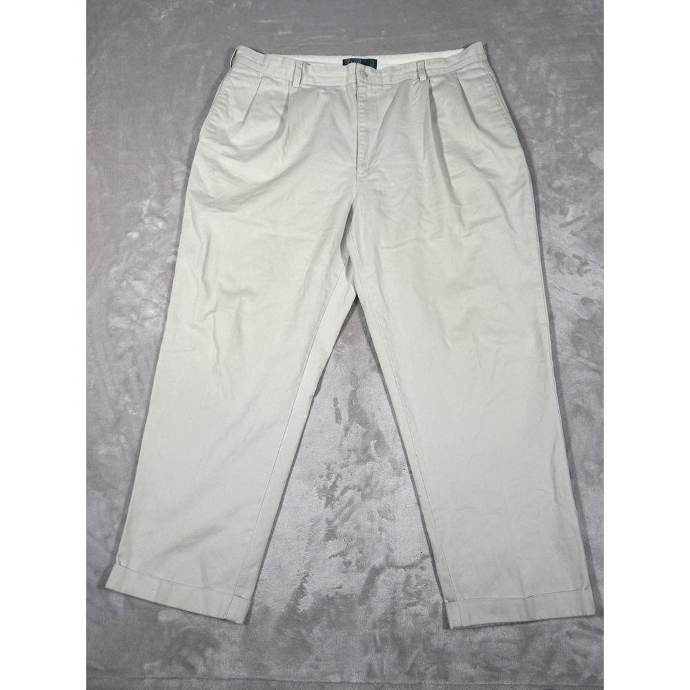 VTG 90s Polo Ralph Lauren Hammond Pant Men 42x30 Khaki Classic Chino Pleated - Picture 2 of 16